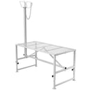 VEVOR kazu un aitu stends 120 × 58 cm, metāla stends slaukšanai un cirpšanai, regulējams augstums 53–84 cm, ar galvas fiksatoru un purna cilpu, nestspēja 226 kg, balts