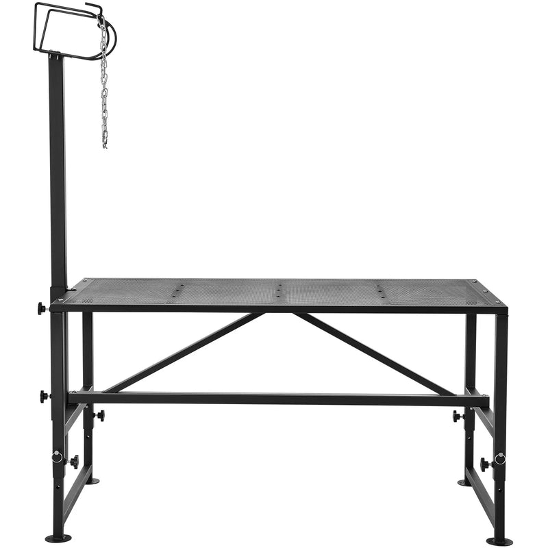 VEVOR kazu un aitu stends 120 × 58 cm, metāla stends slaukšanai un cirpšanai, augstums regulējams 53–84 cm, ar galvas fiksatoru un purna cilpu, 226 kg noslodze, melns