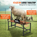VEVOR kazu un aitu stends 120 × 58 cm, metāla stends slaukšanai un cirpšanai, augstums regulējams 53–84 cm, ar galvas fiksatoru un purna cilpu, 226 kg noslodze, melns