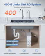 VEVOR Reverse Osmosis sistēma 400 GPD 8 posmu ūdens filtrs bez tvertnes zem izlietnes