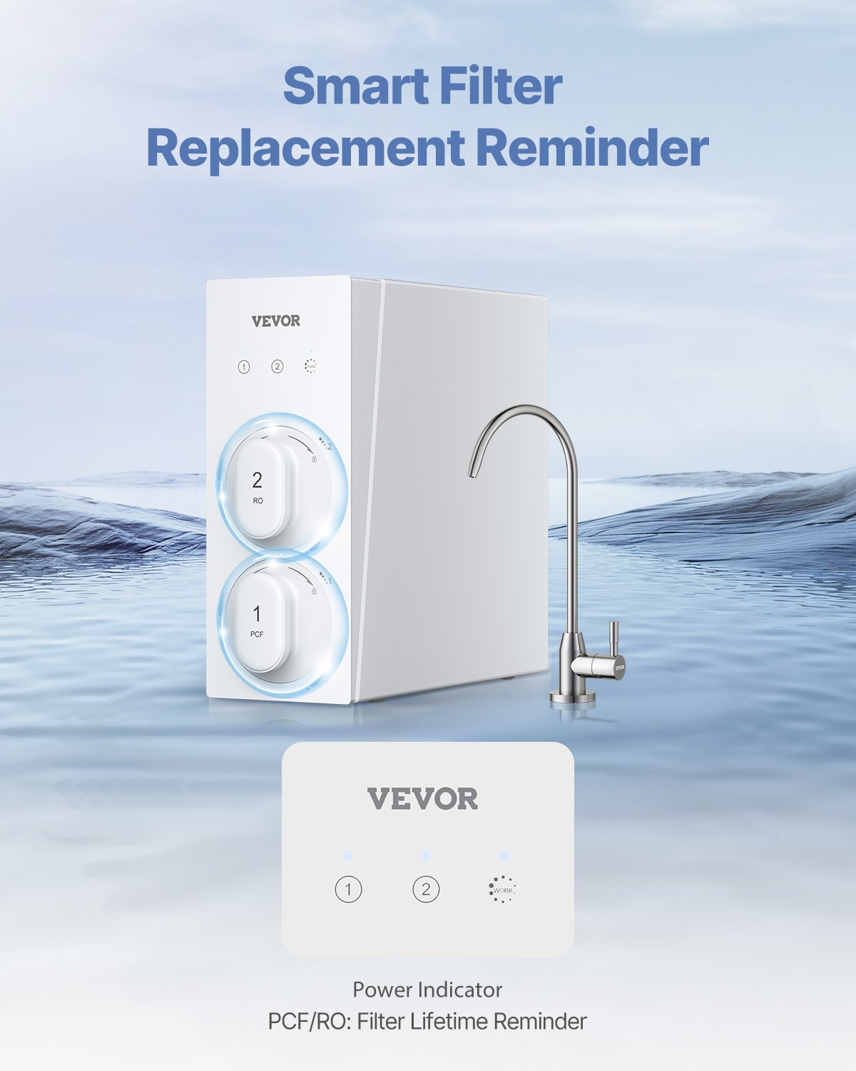 VEVOR Reverse Osmosis sistēma 400 GPD 8 posmu ūdens filtrs bez tvertnes zem izlietnes