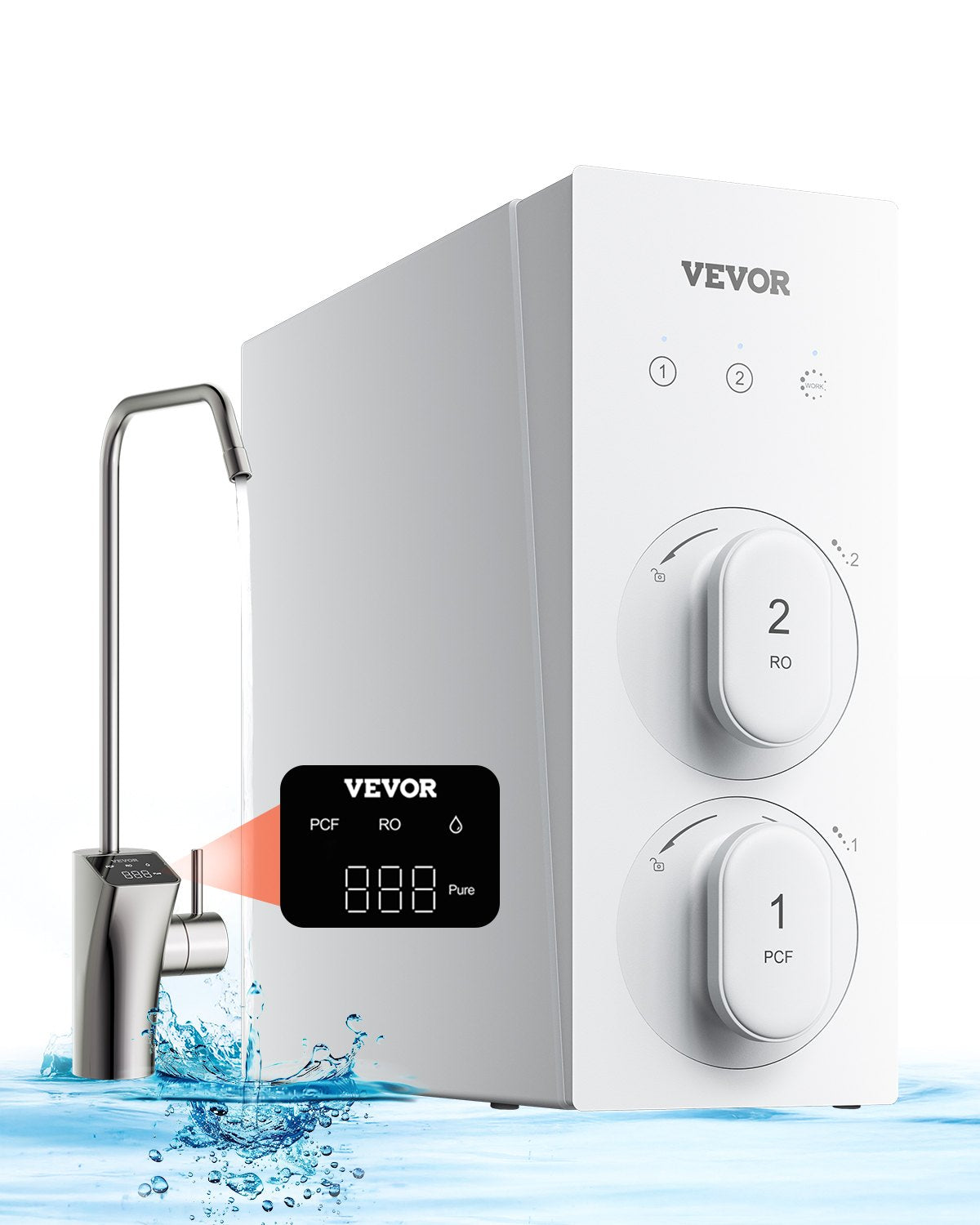 VEVOR reversās osmozes ūdens filtrēšanas sistēma, 600 GPD, 8 pakāpju, bez tvertnes, uzstādāma zem izlietnes