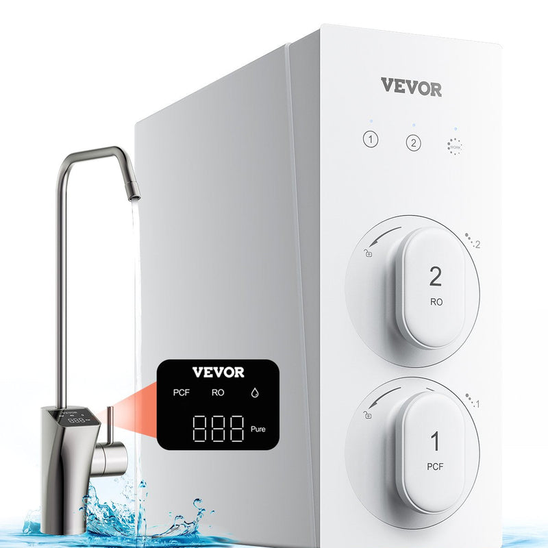 VEVOR reversās osmozes ūdens filtrēšanas sistēma, 600 GPD, 8 pakāpju, bez tvertnes, uzstādāma zem izlietnes