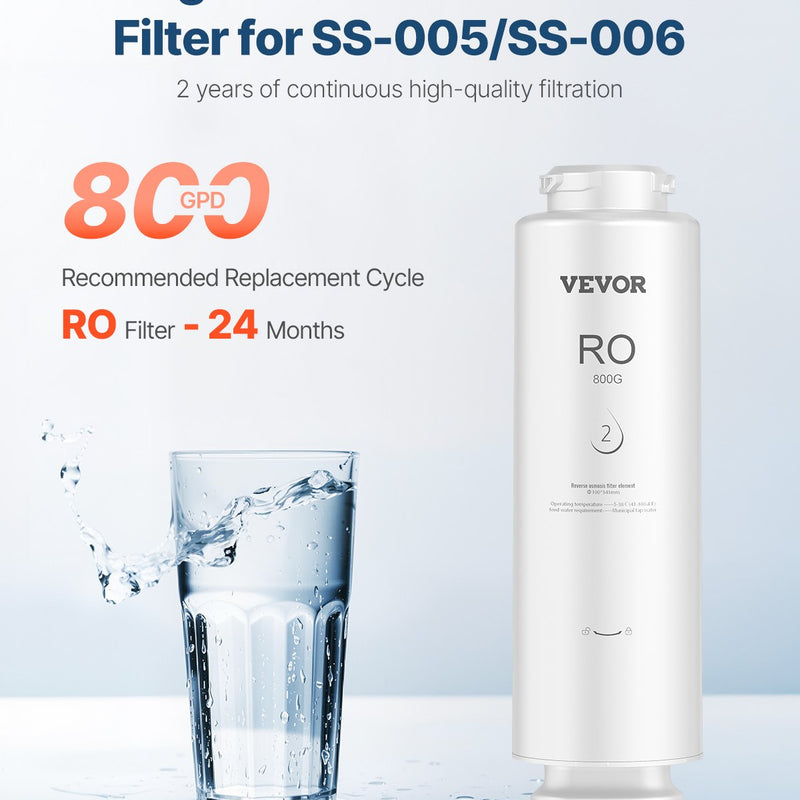 VEVOR Reverse Osmosis sistēmas aizstājējs filtrs SS-006 zem izlietnes ūdens filtram