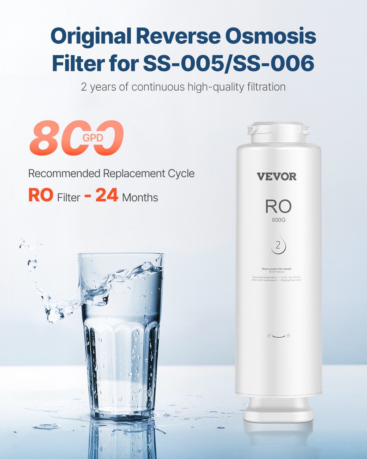 VEVOR Reverse Osmosis sistēmas aizstājējs filtrs SS-006 zem izlietnes ūdens filtram