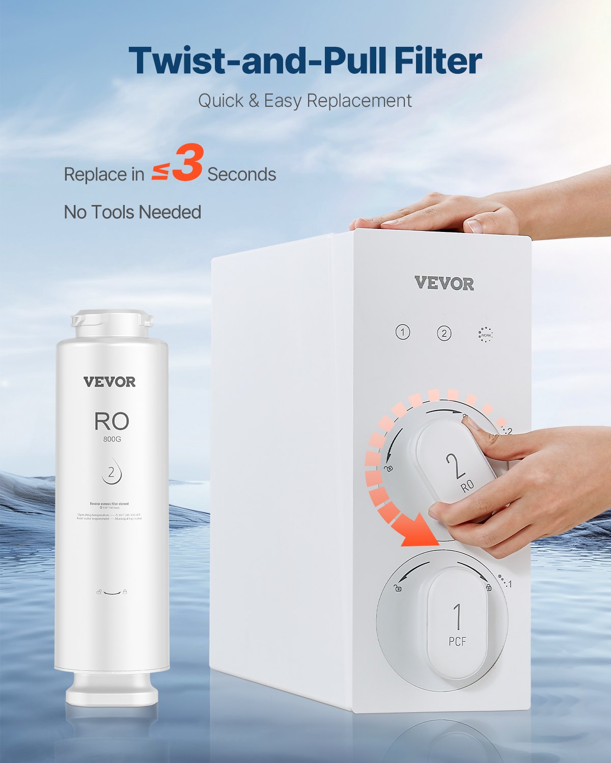 VEVOR Reverse Osmosis sistēmas aizstājējs filtrs SS-006 zem izlietnes ūdens filtram