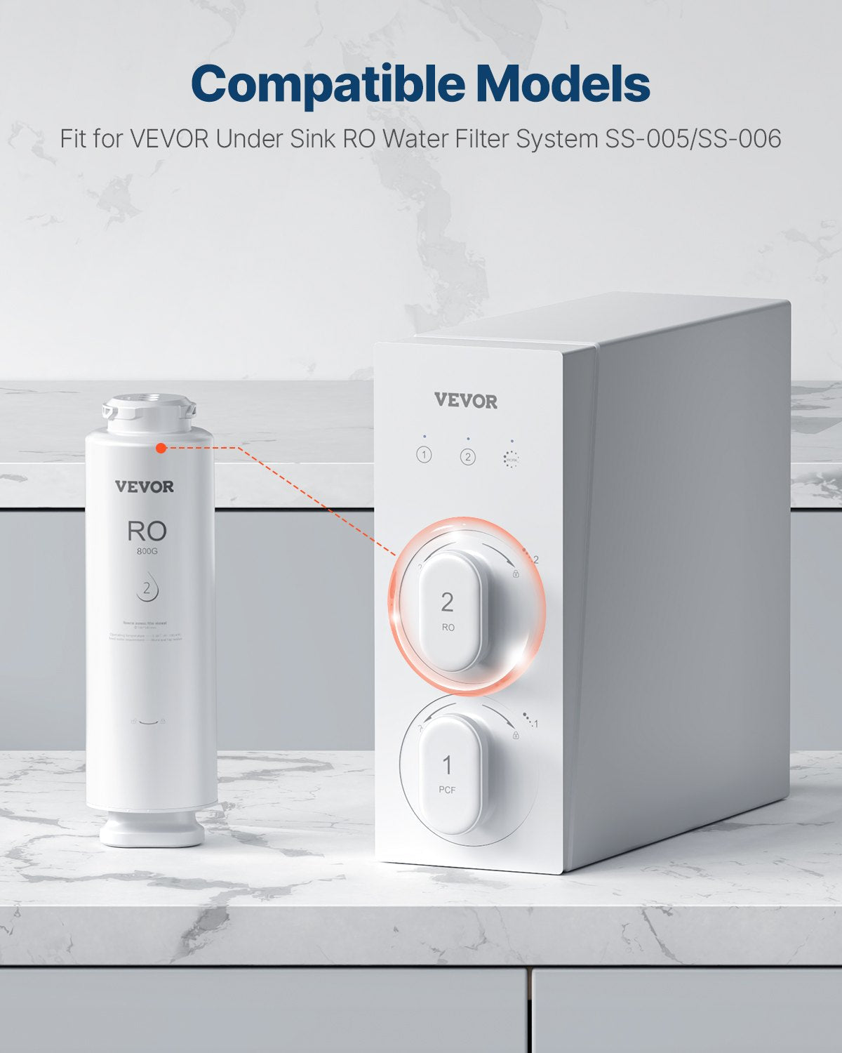 VEVOR Reverse Osmosis sistēmas aizstājējs filtrs SS-006 zem izlietnes ūdens filtram