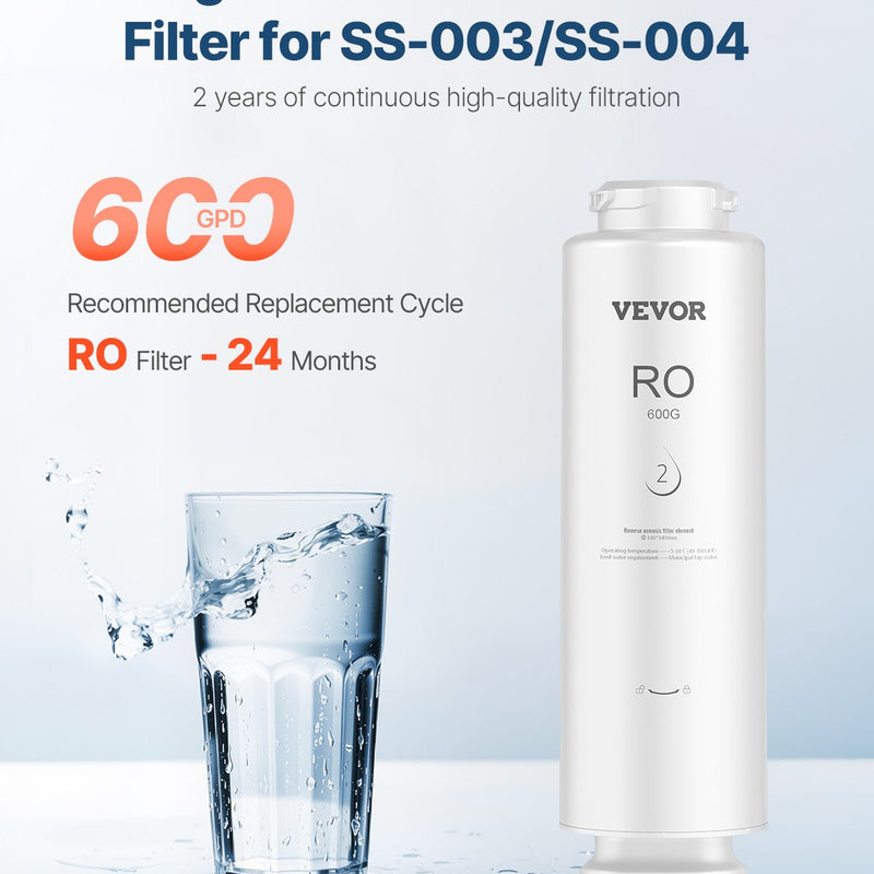 VEVOR reversās osmozes sistēmas filtrs nomaiņai SS-004 zem izlietnes ūdens filtram