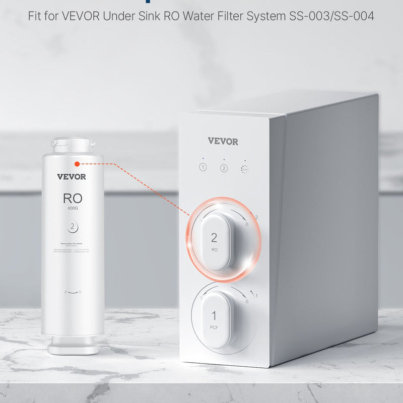 VEVOR reversās osmozes sistēmas filtrs nomaiņai SS-004 zem izlietnes ūdens filtram