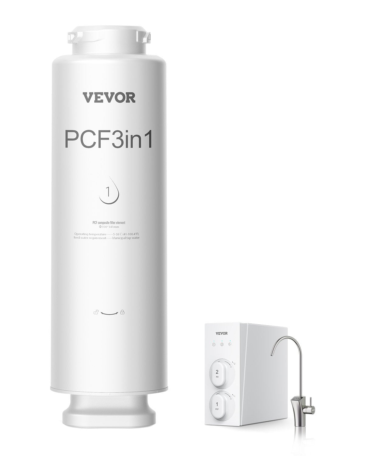 VEVOR PCF kompozītmateriāla filtrs – piemērots SS-001/003/005 izlietnes ūdens filtru modeļiem