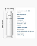 VEVOR PCF kompozītmateriāla filtrs – piemērots SS-001/003/005 izlietnes ūdens filtru modeļiem