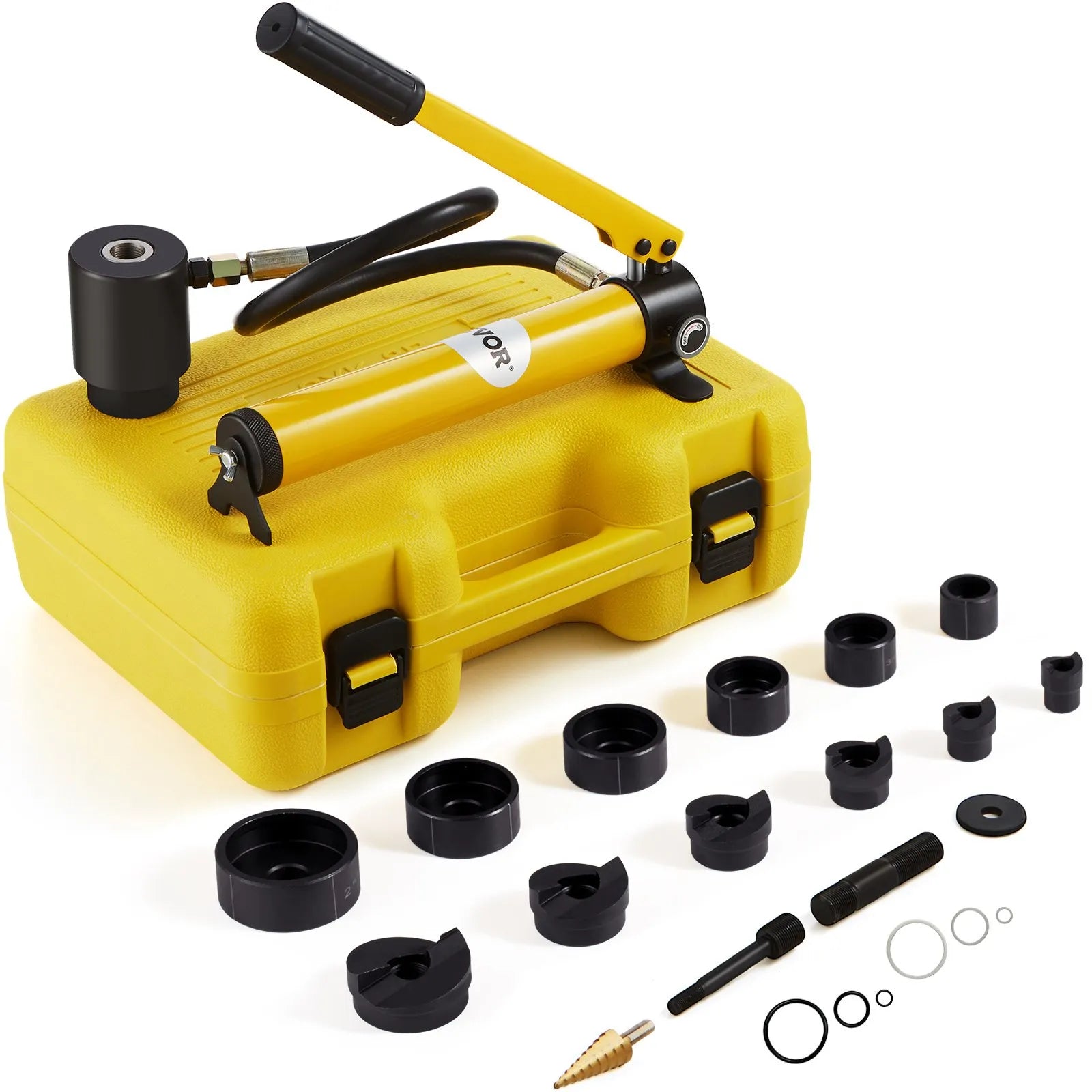 VEVOR 10 t hidrauliskais caurumotāja komplekts, caurumu griezēji 12,7–50,8 mm, 6 gab. komplekts, rīki metāla loksnei, piemērots alumīnijam, misiņam, nerūsējošajam tēraudam, stiklašķiedrai un plastmasai