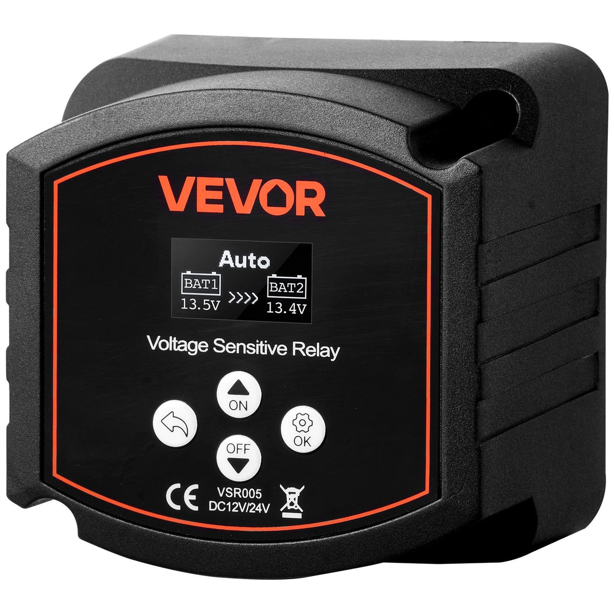 VEVOR divu akumulatoru izolators 12 V, 300 A, manuāls un automātisks VSR spriegumjutīgs relejs ar LCD displeju, piemērots litija un svina-skābes akumulatoriem automašīnām, kravas auto, kemperiem, UTV, ATV un laivām