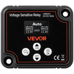 VEVOR dubultā akumulatora izolators 12 V 140 A, manuāls un automātisks VSR spriegumjutīgs relejs ar LCD displeju, piemērots litija un svina-skābes akumulatoriem automašīnām, kravas auto, kemperiem, UTV, ATV un laivām