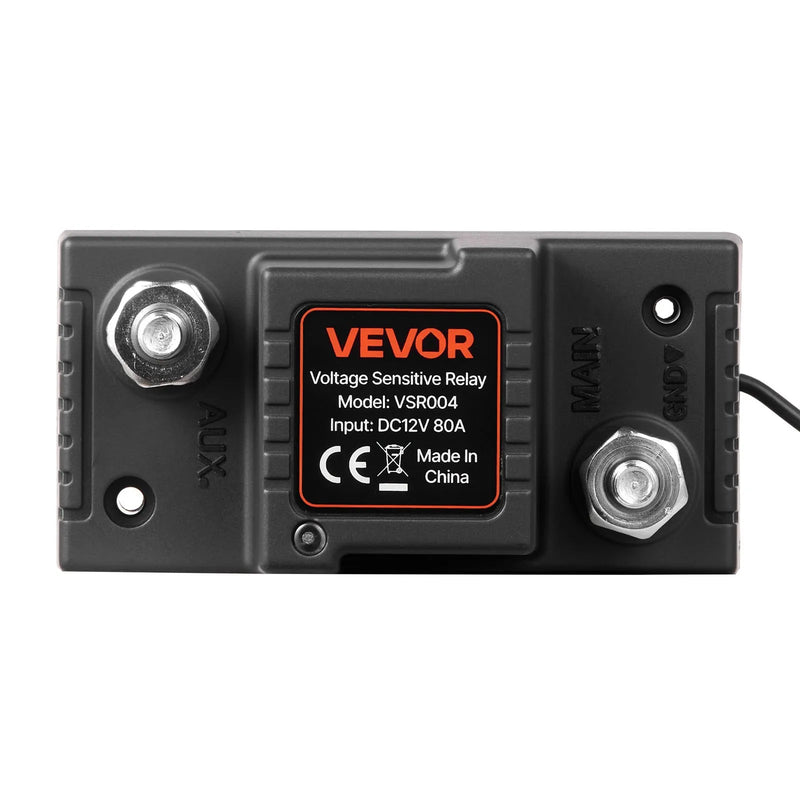 VEVOR divu akumulatoru izolatora komplekts, 12 V, 80 A, manuāls un automātisks VSR sprieguma jutīgs relejs ar voltmetru un LCD ekrānu, viedais akumulatoru izolators svina-skābes akumulatoriem, piemērots UTV un ATV transportlīdzekļiem