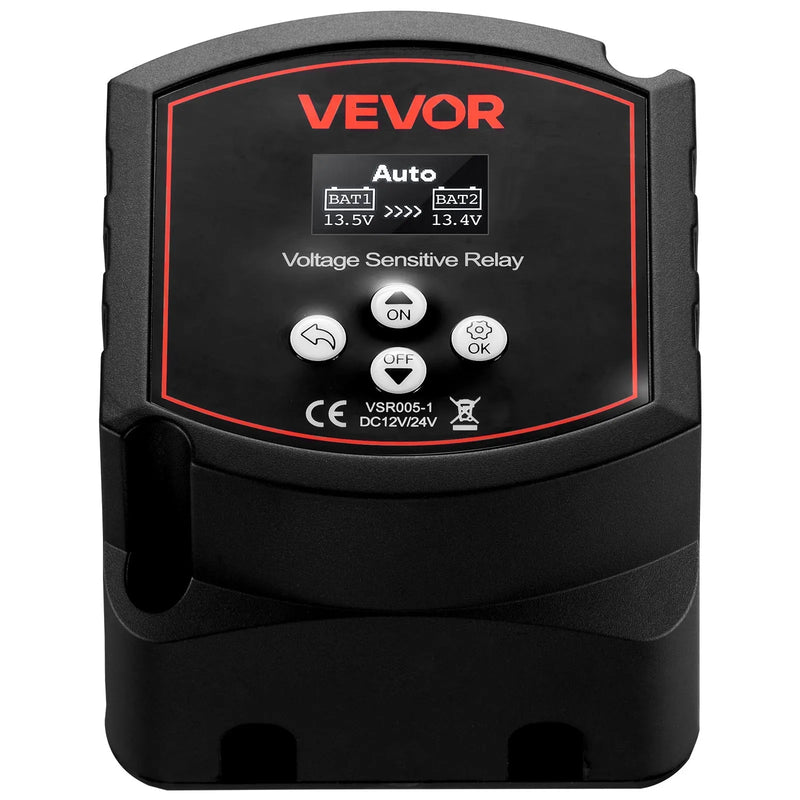 VEVOR divu akumulatoru izolatora komplekts 12 V 300 A ar manuālu un automātisku VSR sprieguma releju, voltmetru un LCD ekrānu, viedais akumulatoru izolators svina–skābes akumulatoriem UTV un ATV transportlīdzekļiem