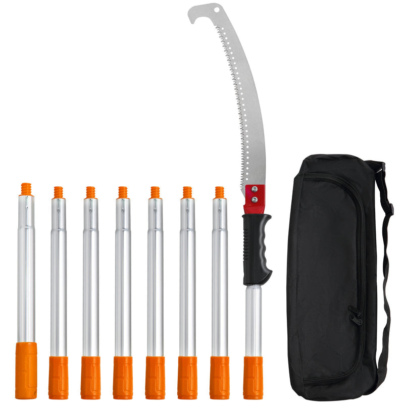 Manuālā teleskopiskā koka zāģa un atzarošanas šķēru kombinācija 1,4–3,0 m ar asu tērauda asmeni augstu zaru apgriešanai, vieglu alumīnija sakausējuma kātu, piemērota palmu un krūmu apgriešanai