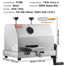 VEVOR komerciālā cukurniedru sulu spiede, 3 veltņi, 6 cm padeve, jauda 50 kg/h
