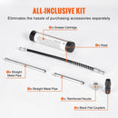 Шприц для смазки с ручкой, 240 бар, емкость 120 мл, профессиональная усиленная конструкция, с гибким шлангом 295 мм, 2 черными плоскими соединителями, 1 усиленной насадкой и 2 жесткими металлическими трубками