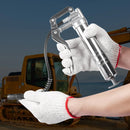 Шприц для смазки с ручкой, 240 бар, емкость 120 мл, профессиональная усиленная конструкция, с гибким шлангом 295 мм, 2 черными плоскими соединителями, 1 усиленной насадкой и 2 жесткими металлическими трубками