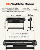 VEVOR vinila griešanas ploteris ar 1350 mm maksimālo materiāla padevi, diviem asmeņiem, regulējamu griešanas spēku un ātrumu, LED displeju, ar SignMaster programmatūru, saderīgs ar Windows un macOS