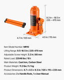 Hidrauliskais pudeļveida domkrats, 10 t, 235–470 mm, oranžs