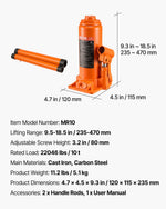 Hidrauliskais pudeļveida domkrats, 10 t, 235–470 mm, oranžs