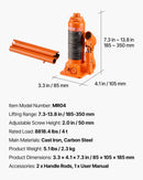 Hidrauliskais pudeļveida domkrats, 4 t, 185–350 mm, oranžs