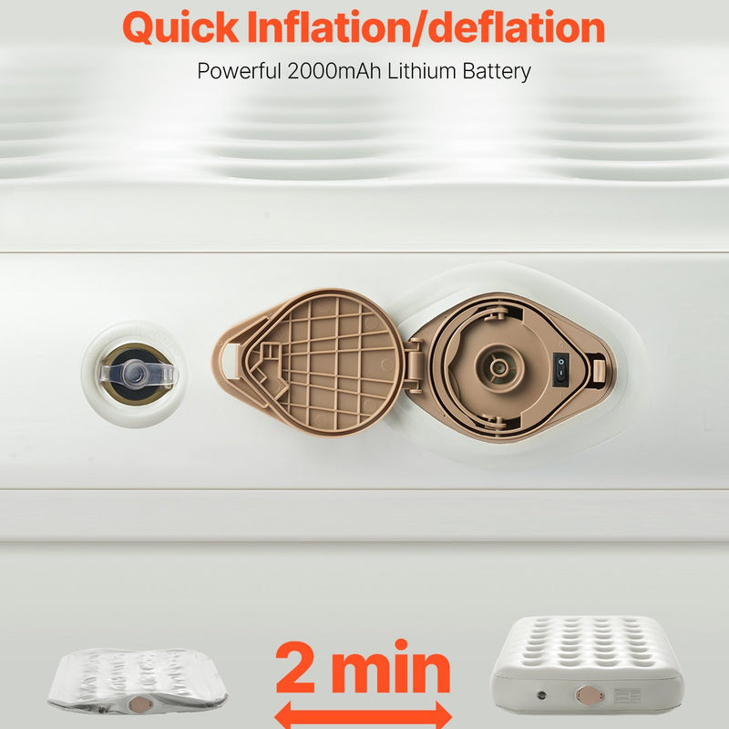 VEVOR Inflatable mattress with frame and pump, 1 person, for camping, up to 136 kg