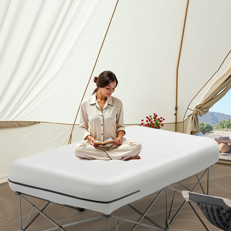 VEVOR Inflatable mattress with frame and pump, 1 person, for camping, up to 136 kg