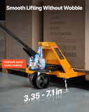 Rokas palešu rati, 2,5 t kravnesība, ar 122 × 68,6 cm dakšām materiālu pārvietošanai, dakšu pacelšanas augstuma diapazons 85–180 mm, piemēroti noliktavām, lielveikaliem un ražošanai