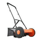 VEVOR Mehāniskais stumjamais zāles pļāvējs 40 cm ar 5 asmeņiem, bez motora, regulējams pļaušanas augstums 15–45 mm, ar zāles savācējgrozu, piemērots zālieniem, piebraucamajiem ceļiem un pagalmiem
