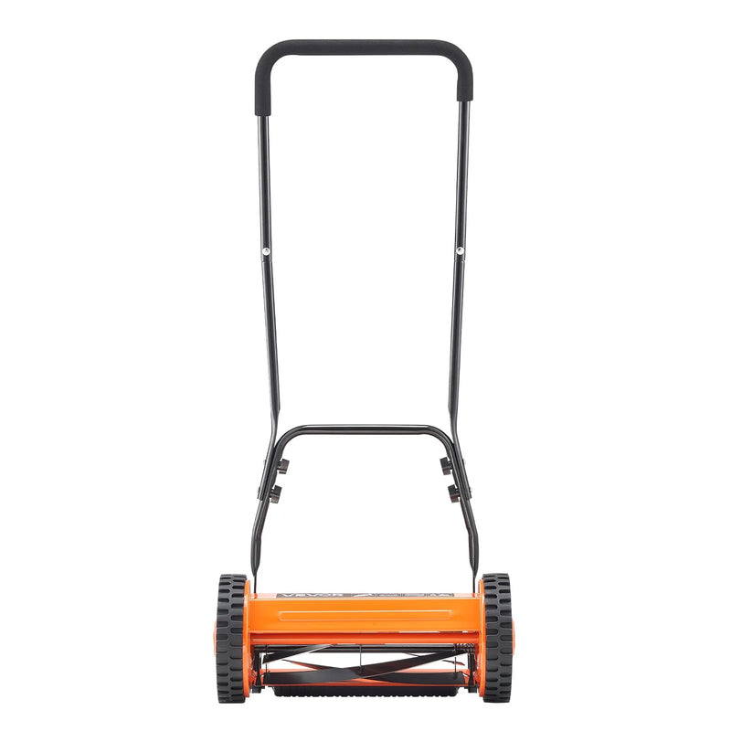 VEVOR Mehāniskais stumjamais zāles pļāvējs 40 cm ar 5 asmeņiem, bez motora, regulējams pļaušanas augstums 15–45 mm, ar zāles savācējgrozu, piemērots zālieniem, piebraucamajiem ceļiem un pagalmiem
