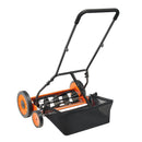 VEVOR manuālais stumjamais ruļļa zāles pļāvējs 45 cm, 5 asmeņi, bez motora, regulējams pļaušanas augstums 35–62 mm, zāles pļāvējs ar zāles savākšanas maisu zālieniem, piebraucamajiem ceļiem un pagalmiem