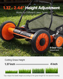 VEVOR manuālais stumjamais ruļļa zāles pļāvējs 45 cm, 5 asmeņi, bez motora, regulējams pļaušanas augstums 35–62 mm, zāles pļāvējs ar zāles savākšanas maisu zālieniem, piebraucamajiem ceļiem un pagalmiem