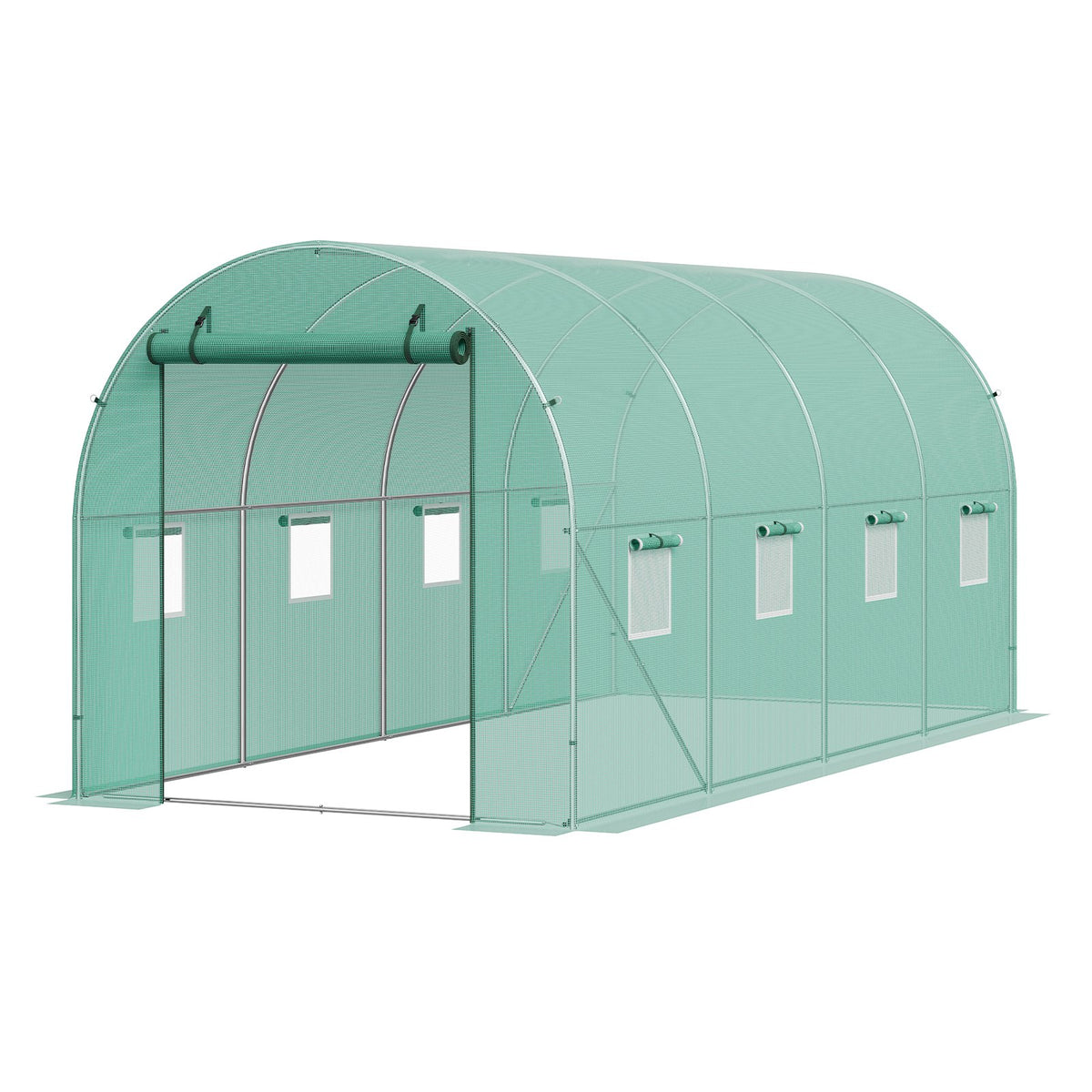Переносная теплица VEVOR 4,45 x 1,94 x 1,92 м, оцинкованный каркас, PE-покрытие, зеленая