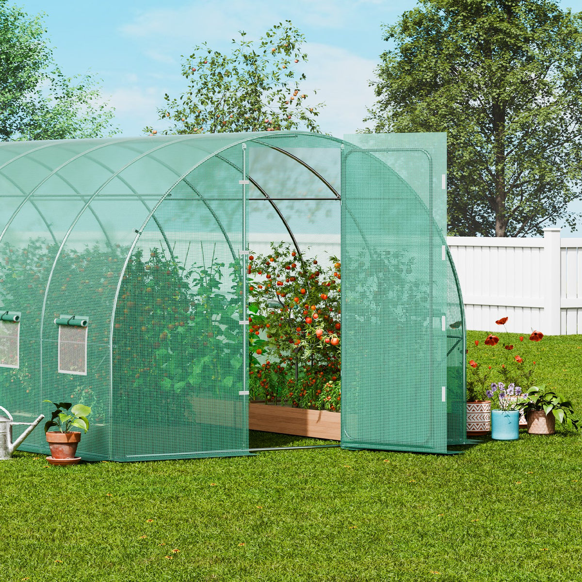 Доступно в течение 10 дней! VEVOR Переносная теплица 5,90x2,95x2,25 м, оцинкованный каркас, полиэтиленовое покрытие, зеленая