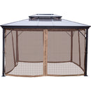 VEVOR patio awning with solid roof, with mosquito net 3 x 3.6 m, brown, ideal for outdoor events, gardens and courtyards