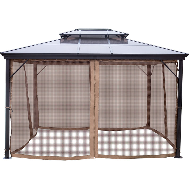 VEVOR patio awning with solid roof, with mosquito net 3 x 3.6 m, brown, ideal for outdoor events, gardens and courtyards