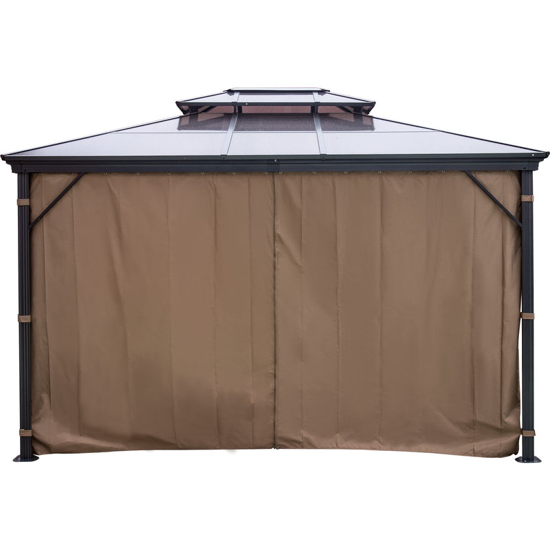VEVOR patio awning with solid roof, with mosquito net 3 x 3.6 m, brown, ideal for outdoor events, gardens and courtyards