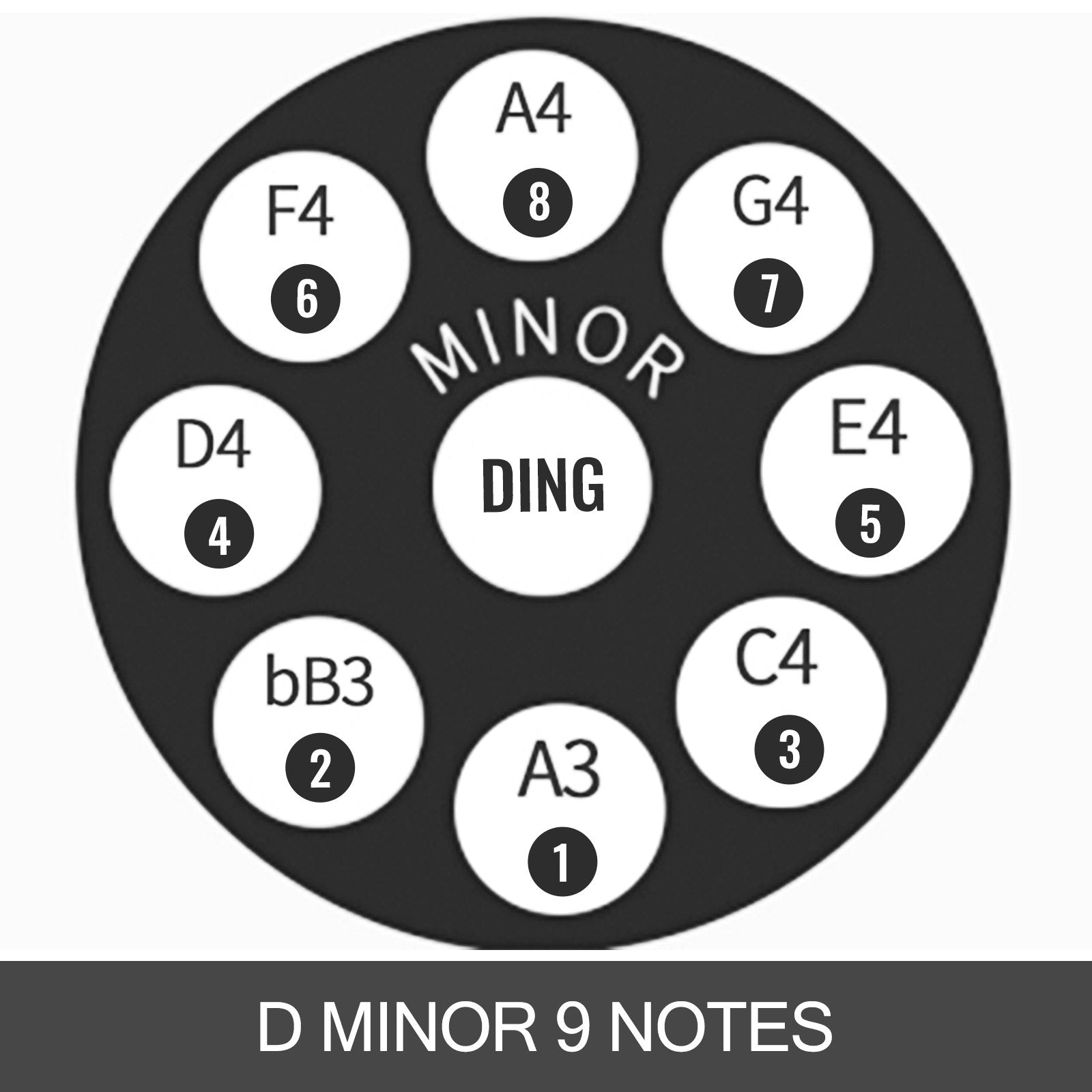 Roku spēlējamais tērauda mūzikas instruments D minorā, 9 notis (D3 A Bb C D E F G A), 56 cm, brūns + mīksts pārnēsājamais somas futrālis