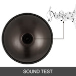 Roku spēlējamais tērauda mūzikas instruments D minorā, 9 notis (D3 A Bb C D E F G A), 56 cm, brūns + mīksts pārnēsājamais somas futrālis