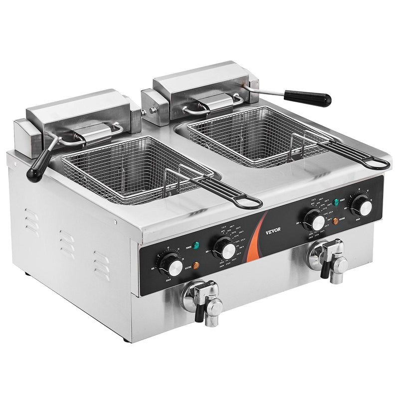 Komerciālā elektriskā friteze, 3000 W, dubultā tvertne, 2×8.5 l, galda modelis