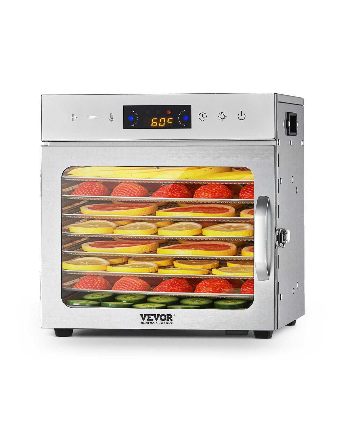 VEVOR pārtikas dehidrators ar 8 paplātēm, 400 W, nerūsējošais tērauds