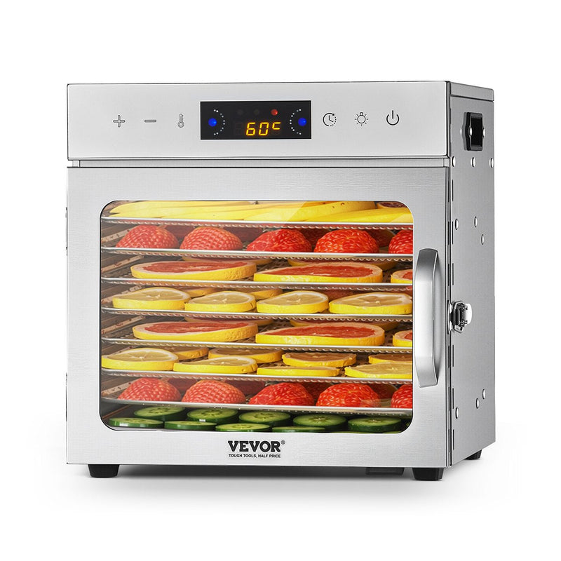 VEVOR pārtikas dehidrators ar 8 paplātēm, 400 W, nerūsējošais tērauds