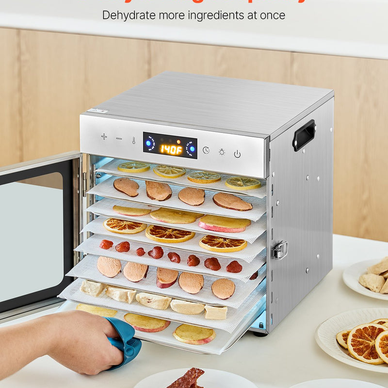 VEVOR pārtikas dehidrators ar 8 paplātēm, 400 W, nerūsējošais tērauds