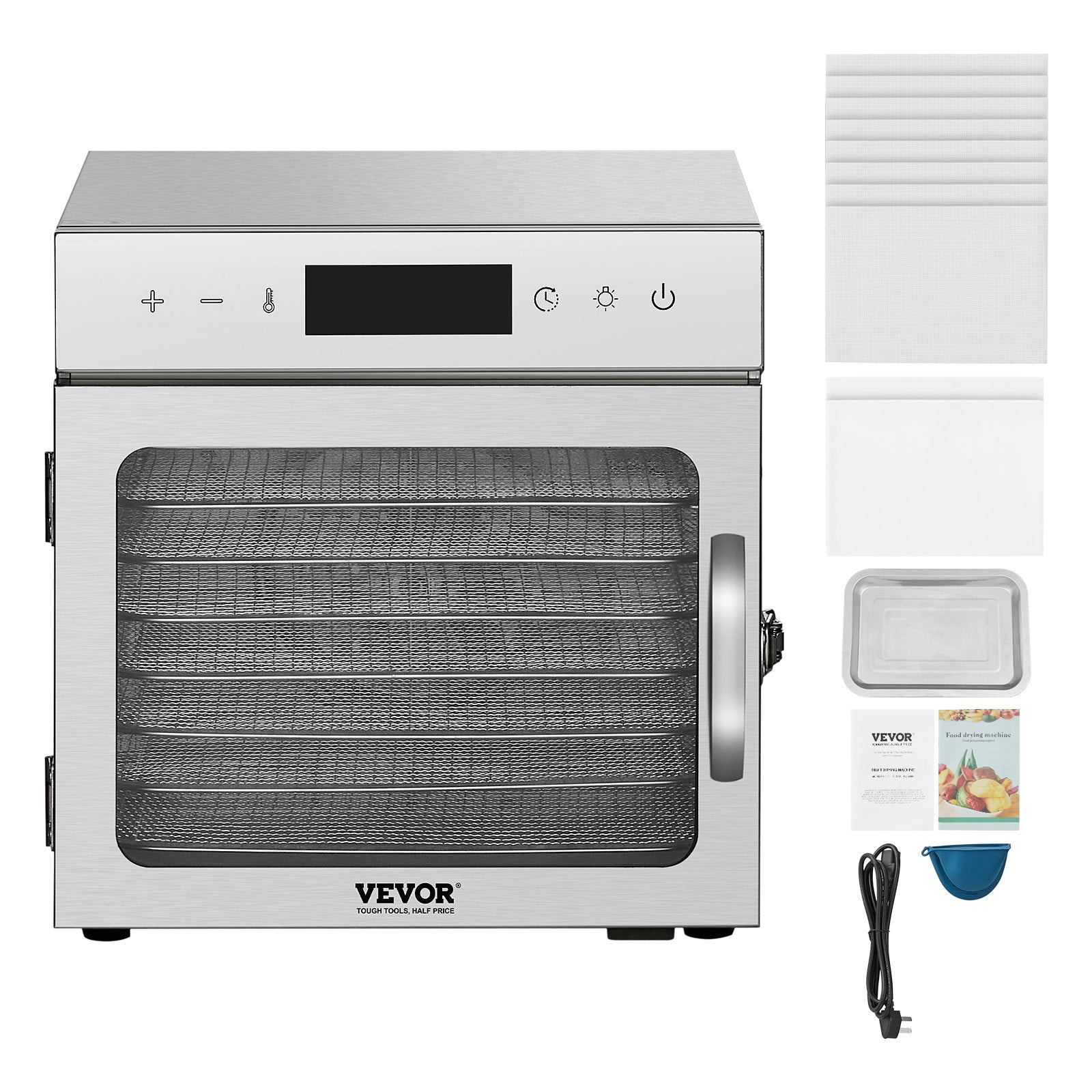 VEVOR pārtikas dehidrators ar 8 paplātēm, 400 W, nerūsējošais tērauds