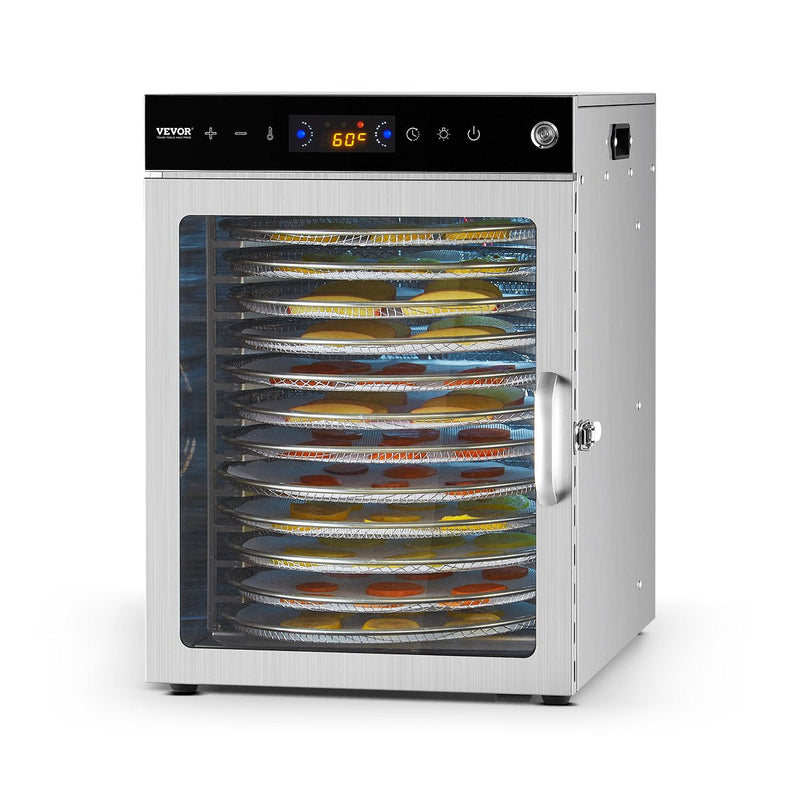 VEVOR 12 trauku rotējošais pārtikas žāvētājs, 800W, nerūsējošais tērauds