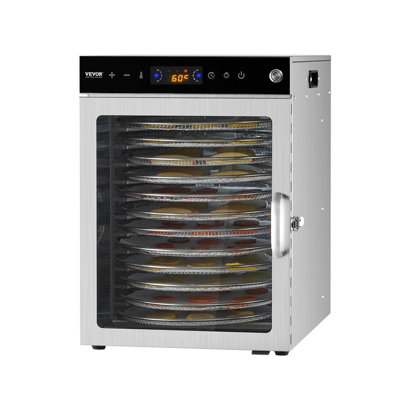VEVOR 12 trauku rotējošais pārtikas žāvētājs, 800W, nerūsējošais tērauds