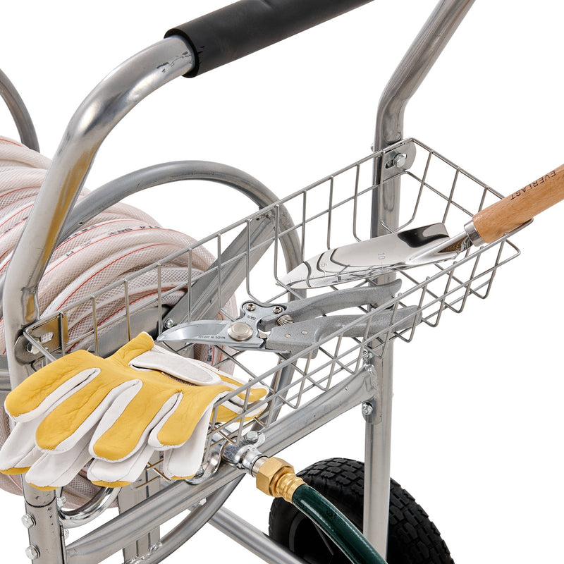 Šļūtenes Ratiņi ar Uzglabāšanas Grozu, 1.5 cm & 91 m Šļūtenei, 4 Riteņi, Pulverkrāsots Tērauds